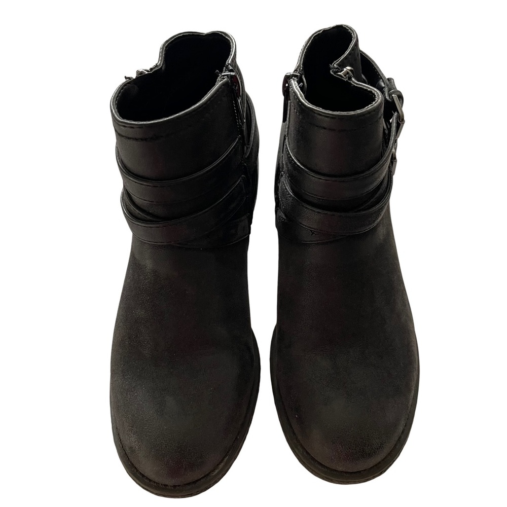 Curfew Black Faux Suede Ankle Booties with Straps and Buckles. Size 7 - Picture 3 of 6